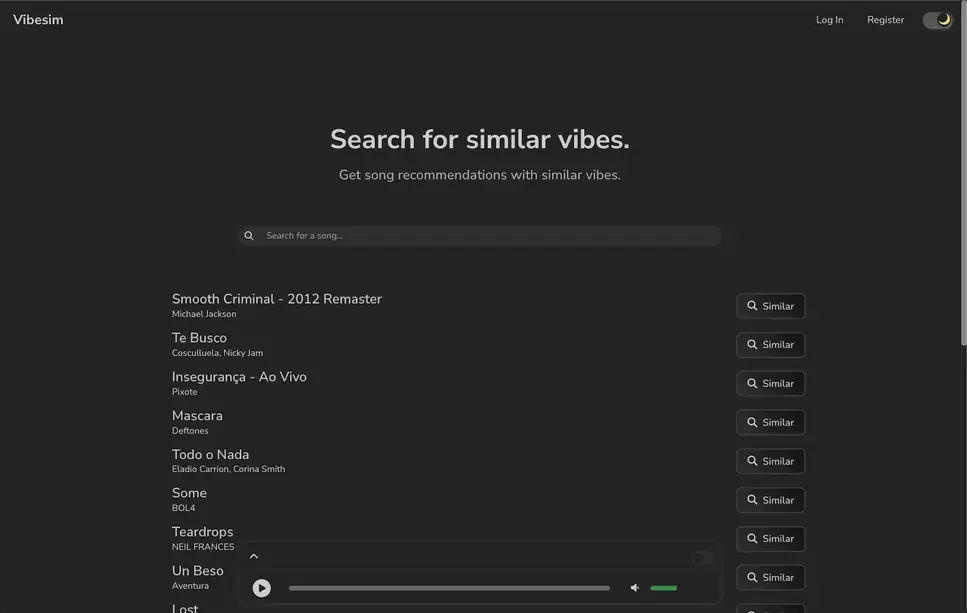 Vibesim landing page